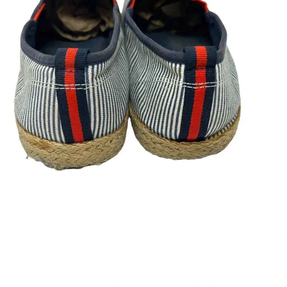 Tory Burch Mon Amour Navy Blue Red Stripe‎ Heart Espadrille Flats Size 10